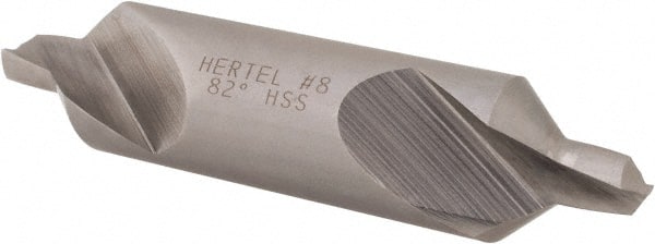 Hertel - #8 Plain Cut 82° Incl Angle High Speed Steel Combo Drill & Countersink - Caliber Tooling