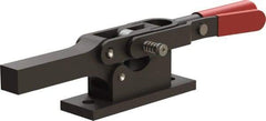 De-Sta-Co - 1,299 Lb Holding Capacity, Horizontal Handle, Manual Hold Down Toggle Clamp - 69° Handle Movement, 90° Bar Opening, Solid Bar, Flanged Base, Oxide Finish, Forged Alloy Steel - Caliber Tooling