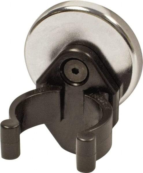 Mag-Mate - 14 Lb Max Pull Force, 3/16" Overall Height, 1.24" Diam, Ceramic Cup Magnet - Clamp Style, 1-1/8" Clamp Opening, Chrome Plated - Caliber Tooling