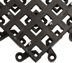 Wearwell - 18" Long x 18" Wide x 7/8" Thick, Anti-Fatigue Modular Matting Open Grid - Male & Female, 4 Interlocking Sides, Black, For Dry & Wet Areas, Series 555 - Caliber Tooling