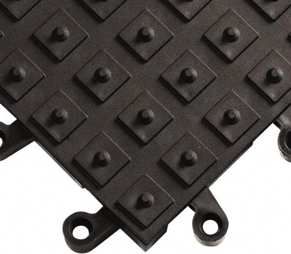 Wearwell - 18" Long x 18" Wide x 7/8" Thick, Anti-Fatigue Modular Matting Solid Grid - Male & Female, 4 Interlocking Sides, Black, For Dry Areas, Series 552 - Caliber Tooling