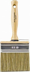 Wooster Brush - 4" Flat Hog/Polyester Stainer Brush - 2-9/16" Bristle Length, 5.44" Wood Threaded Wood Handle - Caliber Tooling