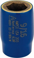 Ampco - 9/16", 3/8" Drive, Standard Hand Socket - 6 Points, 1-1/2" OAL, Aluminum Bronze - Caliber Tooling