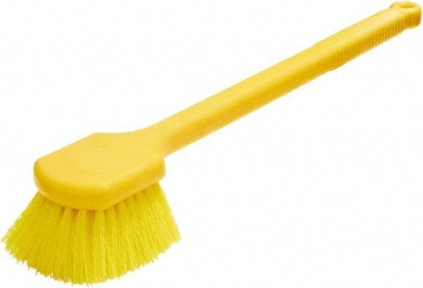 Rubbermaid - 2" Bristle Length, Synthetic Utility Scrub Brush - 20" OAL, Long Handle, Yellow, Plastic Block - Caliber Tooling