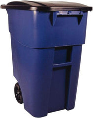 Rubbermaid - 50 Gal Blue Square Trash Can - Polyethylene, 36-1/2" High x 28-1/2" Long x 23.38" Wide - Caliber Tooling