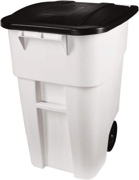 Rubbermaid - 50 Gal White Square Trash Can - Polyethylene, 36-1/2" High x 28-1/2" Long x 23.38" Wide - Caliber Tooling