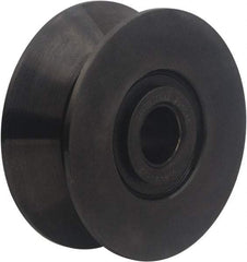 Accurate Bushing - 25mm Bore, 110mm Roller Diam x 44mm Width, Carbon Steel V-Grooved Yoke Roller - 63,600 N Dynamic Load Capacity, 46mm Overall Width - Caliber Tooling