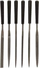 Stanley - 6 Piece Needle Pattern File Set - 4" File Length, Smooth Coarseness, Set Includes Flat, Square, Half Round, Triangle, Flat Parallel, Flat Tapered - Caliber Tooling