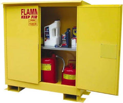 Securall Cabinets - 2 Door, 1 Shelf, Yellow Steel Standard Safety Cabinet for Flammable and Combustible Liquids - 48" High x 43" Wide x 18" Deep, Manual Closing Door, 3 Point Key Lock, 30 Gal Capacity - Caliber Tooling