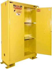 Securall Cabinets - 2 Door, 1 Shelf, Yellow Steel Standard Safety Cabinet for Flammable and Combustible Liquids - 50" High x 43" Wide x 18" Deep, Self Closing Door, 3 Point Key Lock, 30 Gal Capacity - Caliber Tooling