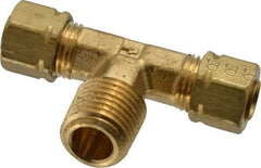 Parker - 1/4" OD, Brass Male Branch Tee - 1,400 Max Working psi, -65 to 250°F, Comp x Comp x MNPT Ends - Caliber Tooling