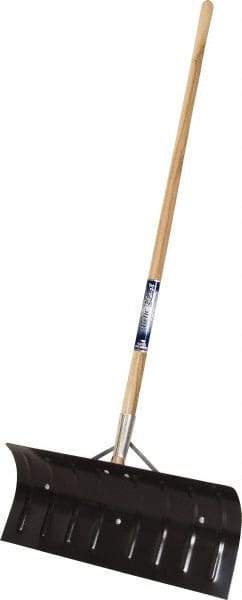 True Temper - 24 Inch Wide Blade x 11 Inch High Blade Pusher Snow Shovel - 45 Inch Long Wood Handle - Caliber Tooling