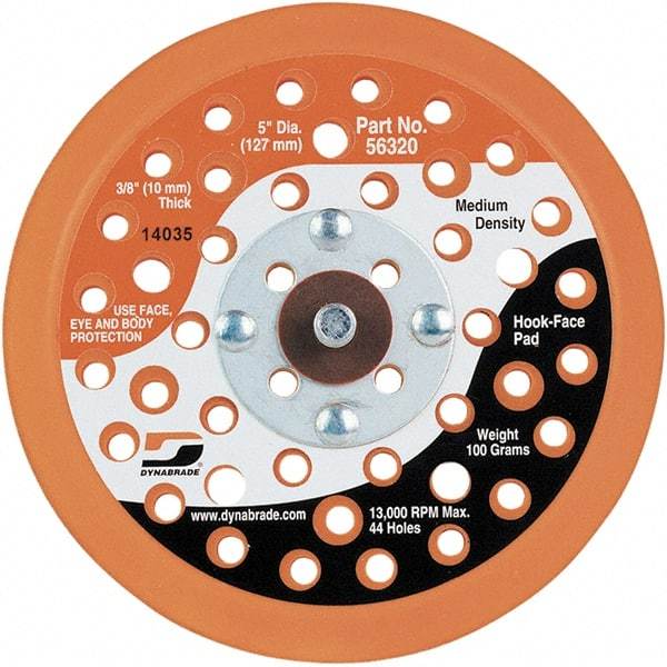 Dynabrade - 5" Diam Hook & Loop Disc Backing Pad - 5/16" Shank Diam, Medium Density, 13,000 RPM - Caliber Tooling