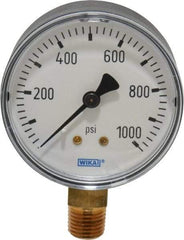 Wika - 2-1/2" Dial, 1/4 Thread, 0-1,000 Scale Range, Pressure Gauge - Lower Connection Mount, Accurate to 3-2-3% of Scale - Caliber Tooling