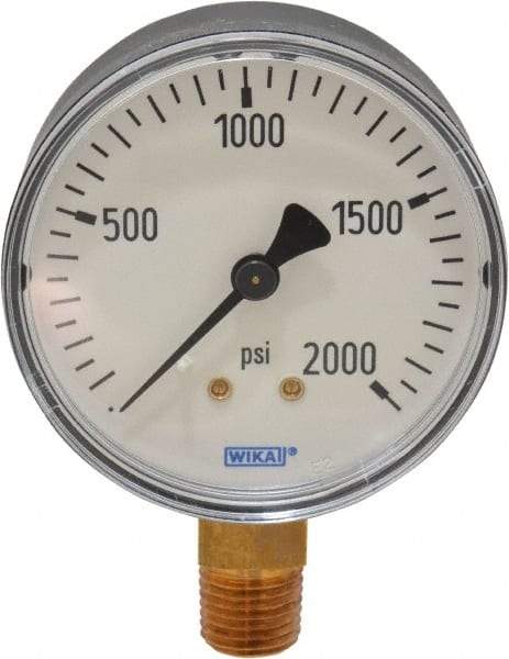 Wika - 2-1/2" Dial, 1/4 Thread, 0-2,000 Scale Range, Pressure Gauge - Lower Connection Mount, Accurate to 3-2-3% of Scale - Caliber Tooling