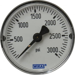 Wika - 2" Dial, 1/4 Thread, 0-3,000 Scale Range, Pressure Gauge - Center Back Connection Mount, Accurate to 3-2-3% of Scale - Caliber Tooling