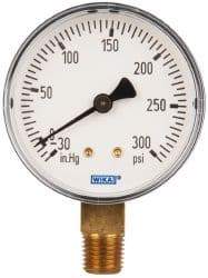 Wika - 2-1/2" Dial, 1/4 Thread, 30-0-300 Scale Range, Pressure Gauge - Lower Connection Mount, Accurate to 3-2-3% of Scale - Caliber Tooling