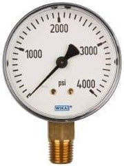 Wika - 2-1/2" Dial, 1/4 Thread, 0-4,000 Scale Range, Pressure Gauge - Lower Connection Mount, Accurate to 3-2-3% of Scale - Caliber Tooling