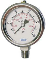 Wika - 2-1/2" Dial, 1/4 Thread, 0-300 Scale Range, Pressure Gauge - Lower Connection Mount, Accurate to 2-1-2% of Scale - Caliber Tooling