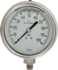 Wika - 4" Dial, 1/4 Thread, 0-100 Scale Range, Pressure Gauge - Lower Connection Mount, Accurate to 1% of Scale - Caliber Tooling