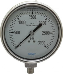 Wika - 4" Dial, 1/4 Thread, 0-3,000 Scale Range, Pressure Gauge - Lower Connection Mount, Accurate to 1% of Scale - Caliber Tooling