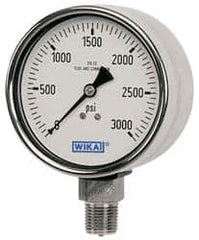 Wika - 2-1/2" Dial, 1/4 Thread, 0-30 Scale Range, Pressure Gauge - Lower Back Connection Mount, Accurate to 2-1-2% of Scale - Caliber Tooling