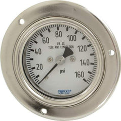 Wika - 2-1/2" Dial, 1/4 Thread, 0-160 Scale Range, Pressure Gauge - Lower Back Connection Mount, Accurate to 2-1-2% of Scale - Caliber Tooling