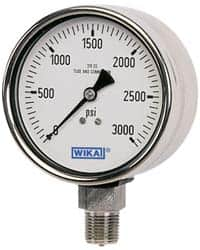 Wika - 2-1/2" Dial, 1/4 Thread, 600 Scale Range, Pressure Gauge - Lower Connection Mount, Accurate to 2-1-2% of Scale - Caliber Tooling