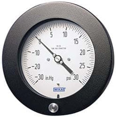 Wika - 4-1/2" Dial, 1/4 Thread, 0-30 Scale Range, Pressure Gauge - Lower Back Connection Mount, Accurate to 0.5% of Scale - Caliber Tooling