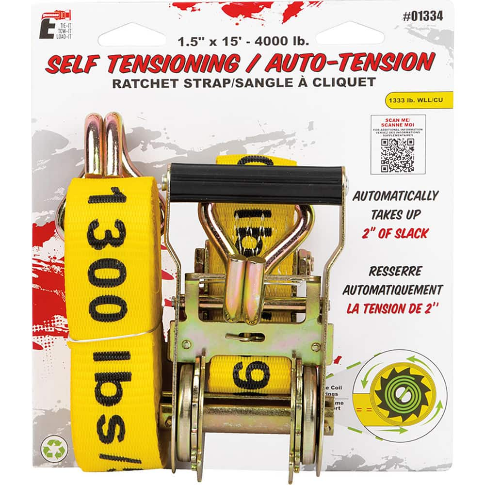 Tow Rope, Cable & Chain; End Type: J-Hook; Load Capacity: 4000; Garment Length (Inch): 15 ft; Width (Inch): 1.5 in