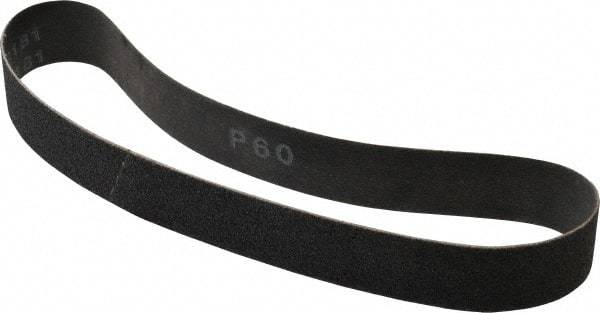 Made in USA - 1-1/8" Wide x 21" OAL, 60 Grit, Silicon Carbide Abrasive Belt - Silicon Carbide, Medium, Coated, X/Y Weighted Cloth Backing, Wet/Dry, Series S181 - Caliber Tooling