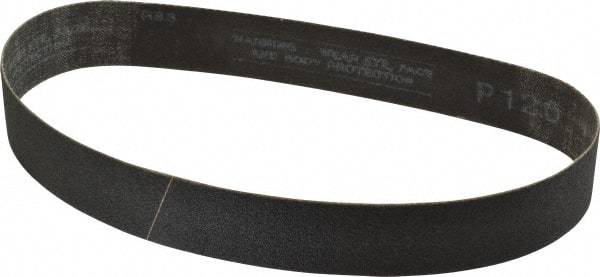 Made in USA - 1-1/8" Wide x 21" OAL, 120 Grit, Silicon Carbide Abrasive Belt - Silicon Carbide, Fine, Coated, X/Y Weighted Cloth Backing, Wet/Dry, Series S181 - Caliber Tooling