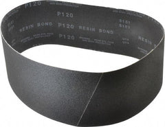 Made in USA - 4" Wide x 36" OAL, 120 Grit, Silicon Carbide Abrasive Belt - Silicon Carbide, Fine, Coated, X/Y Weighted Cloth Backing, Wet/Dry, Series S181 - Caliber Tooling