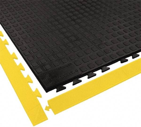 Wearwell - 5' Long x 3' Wide x 5/8" Thick, Anti-Fatigue Modular Matting Ramp Edge - Male, 1 Interlocking Side, Yellow, For Dry Areas, Series 502 - Caliber Tooling