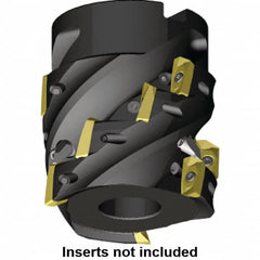 Kennametal - 9 Inserts, 2-1/2" Cut Diam, 1" Arbor Diam, 1.57" Max Depth of Cut, Indexable Square-Shoulder Face Mill - 0/90° Lead Angle, 2-1/2" High, EC14.., EP14.. Insert Compatibility, Through Coolant, Series Mill 1-14 - Caliber Tooling