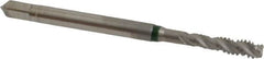 Guhring - #6-32 UNC 3 Flute 2B Modified Bottoming Spiral Flute Tap - Cobalt, Bright Finish, 2" OAL, Right Hand Flute, Right Hand Thread, Series 3919 - Caliber Tooling