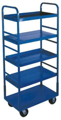 Win-Holt - 1,000 Lb Capacity, 22" Wide x 72" High Standard Utility Cart - 5 Shelf, Steel, 2 Rigid/2 Swivel Casters - Caliber Tooling