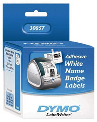 Dymo - 4" Long, White Die Cut Paper with Semi Perm. Adhesive Name Badge Labels - For DYMO LabelWriter Printers - Caliber Tooling