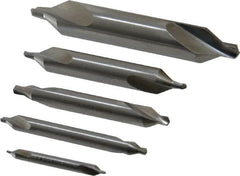Interstate - 5 Piece, #1 to 5, Plain Edge, Cobalt Combo Drill & Countersink Set - 60° Incl Angle, Double End - Caliber Tooling