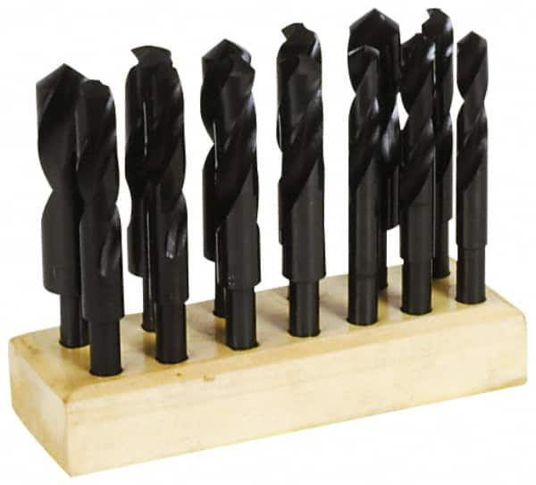 Hertel - 17/32 to 1", 118° Point, Oxide Finish, High Speed Steel Reduced Shank Drill Bit Set - Caliber Tooling