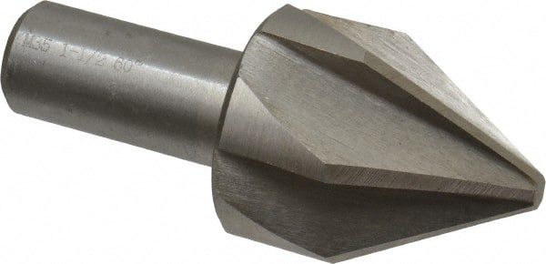 Interstate - 1-1/2" Head Diam, 3/4" Shank Diam, 6 Flute 60° Cobalt Countersink - Caliber Tooling