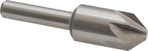 Interstate - 1/2" Head Diam, 1/4" Shank Diam, 6 Flute 82° Cobalt Countersink - Caliber Tooling