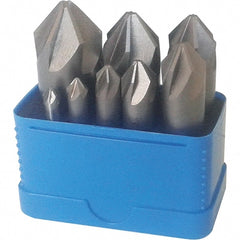 Interstate - 8 Piece, 1/4 to 1" Head Diam, 60° Included Angle, Single End Countersink Set - Caliber Tooling