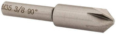 Interstate - 3/8" Head Diam, 1/4" Shank Diam, 6 Flute 90° Cobalt Countersink - Bright Finish, 2" OAL, Single End, Straight Shank, Right Hand Cut - Caliber Tooling