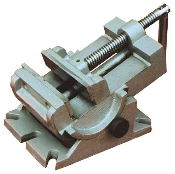 Interstate - 4-1/4" Jaw Opening Capacity x 1-1/2" Throat Depth, Horizontal Drill Press Vise - 4-1/2" Wide x 1-1/2" High Jaw, Stationary Base, Standard Speed, 7-1/2" OAL x 4.33" Overall Height - Caliber Tooling