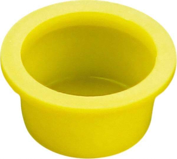 Caplugs - 2.074" ID, Round Head, Tapered Cap/Plug with Flange - 1-1/8" Long, Low-Density Polyethylene, Yellow - Caliber Tooling