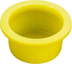 Caplugs - 3.71" ID, Round Head, Tapered Cap/Plug with Flange - 4.34" OD, 7/8" Long, Low-Density Polyethylene, Yellow - Caliber Tooling