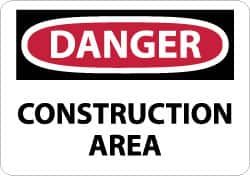 NMC - "Danger - Construction Area", 10" Long x 14" Wide, Aluminum Safety Sign - Rectangle, 0.04" Thick, Use for Security & Admittance - Caliber Tooling