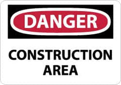 NMC - "Danger - Construction Area", 10" Long x 14" Wide, Aluminum Safety Sign - Rectangle, 0.04" Thick, Use for Security & Admittance - Caliber Tooling