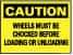 NMC - "Caution - Wheels Must Be Chocked Before Loading and Unloading", 10" Long x 14" Wide, Fiberglass Safety Sign - Rectangle, 0.095" Thick, Use for Accident Prevention - Caliber Tooling